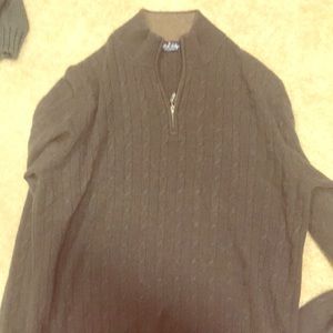 100% cashmere brown half zip men’s sweater
